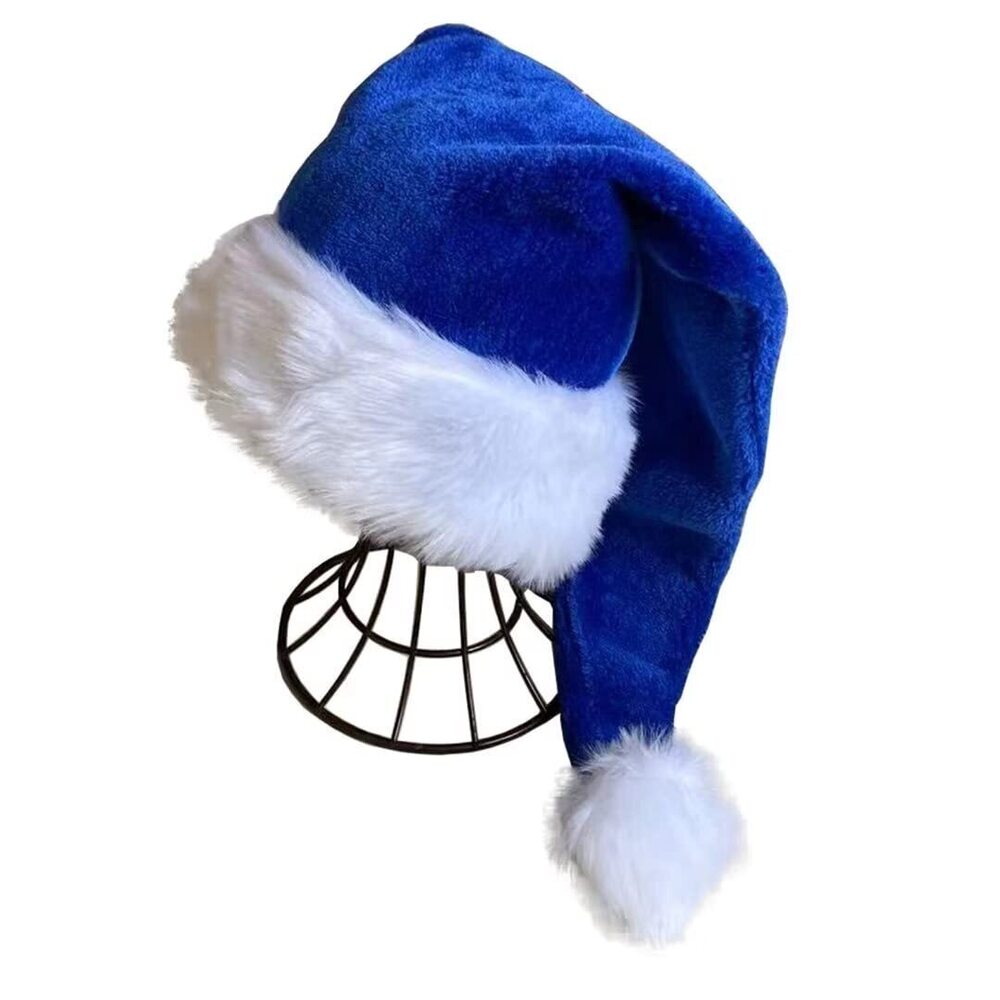 6099 Blue Deluxe Adults Santa Hat for Colorful And Funny Christmas Theme
